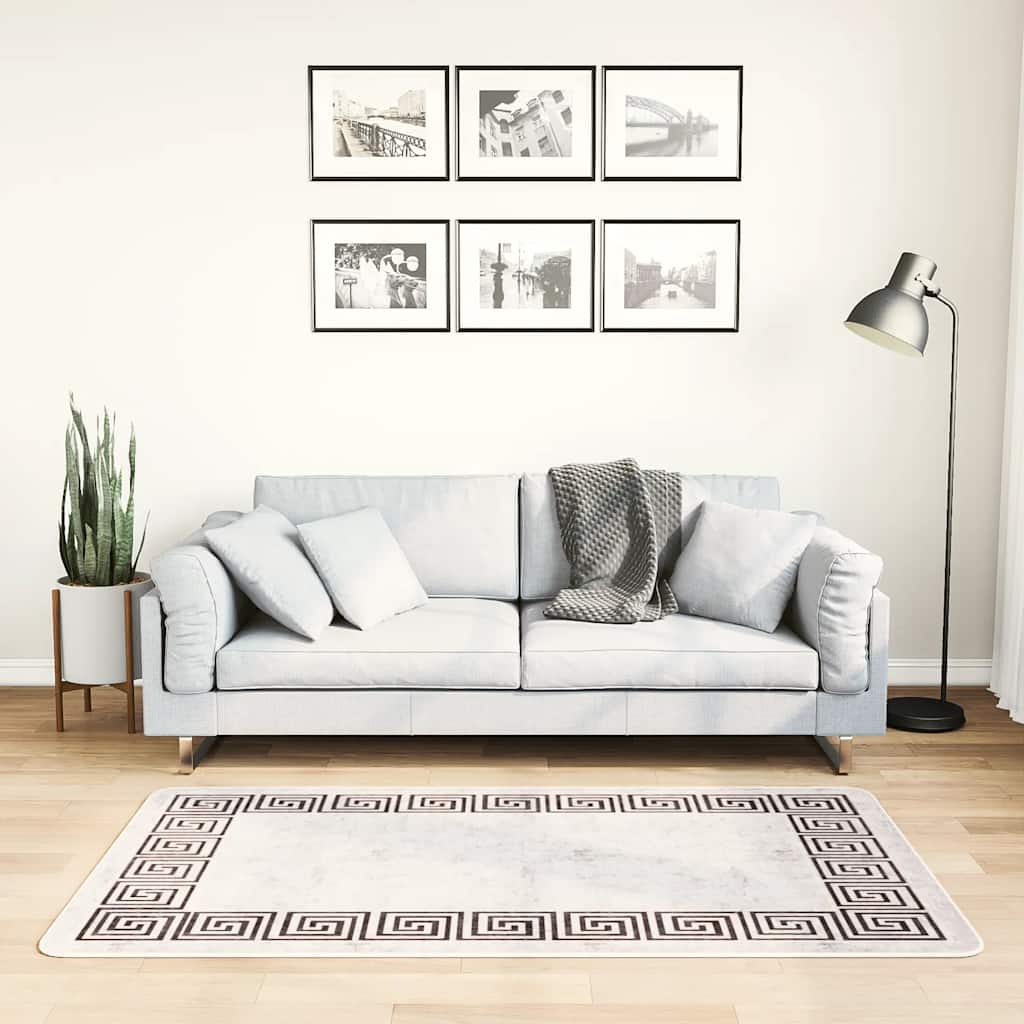 Vidaxl vloerkleed wasbaar anti-slip 80x150 cm lichtbeige