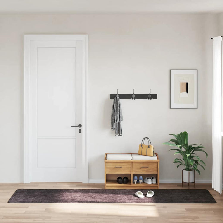 Vidaxl vloerkleed wasbaar anti-slip 80x300 cm antracietkleurig