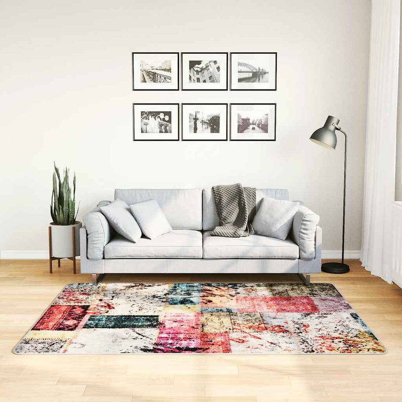 Vidaxl vloerkleed wasbaar anti-slip patchwork 120x180 cm meerkleurig