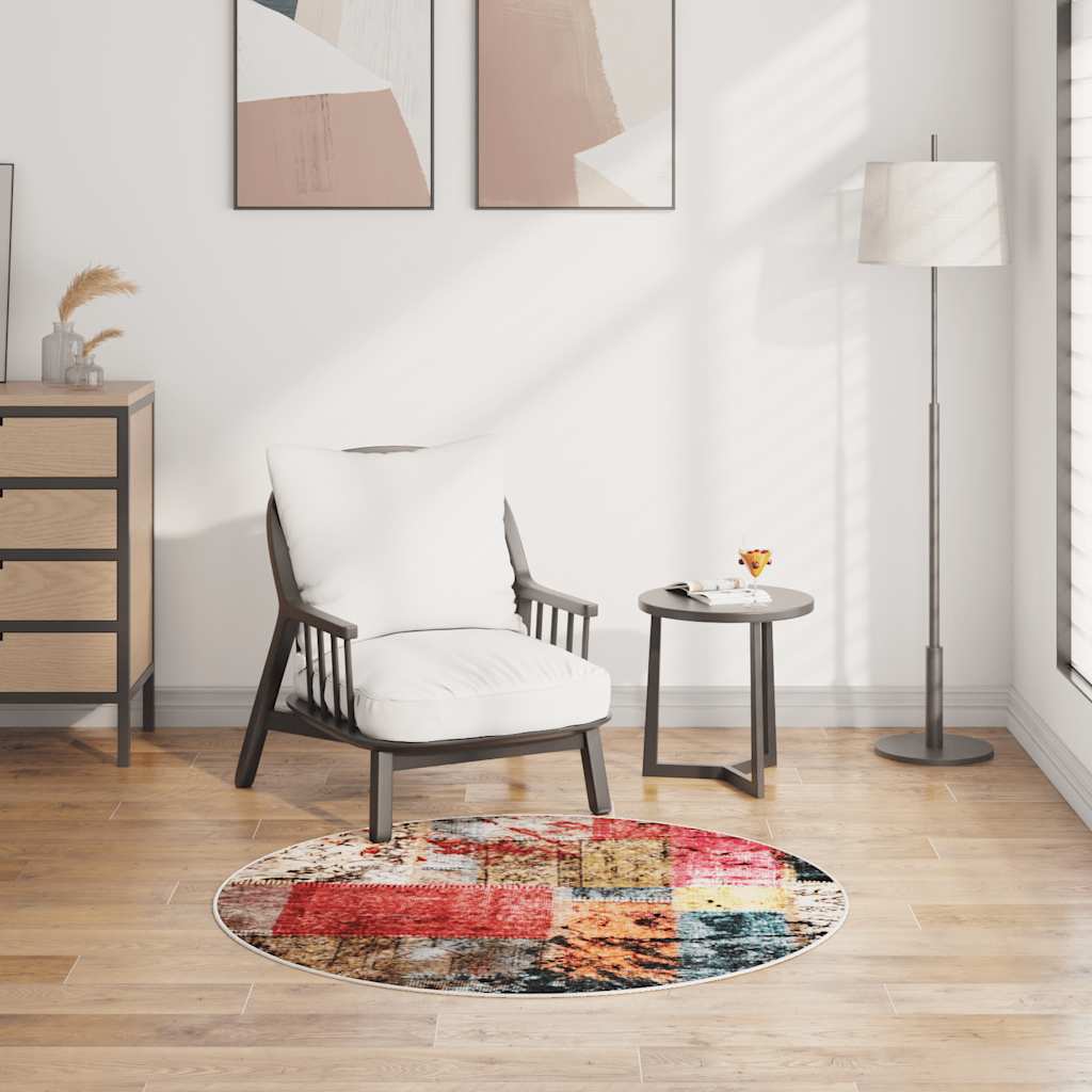 Vidaxl vloerkleed wasbaar patchwork ø120 cm meerkleurig