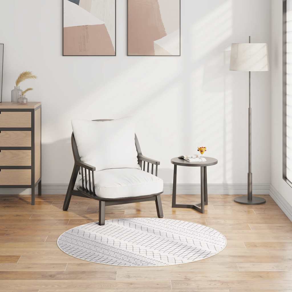 Vidaxl vloerkleed wasbaar ø120 cm zwart en wit