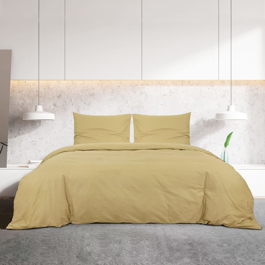 Vidaxl dekbedovertrekset lichtgewicht 200x200 cm microvezel taupe