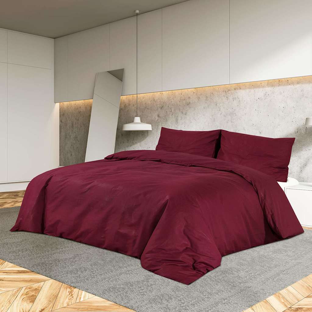 Vidaxl dekbedovertrekset lichtgewicht 140x200 cm microvezel bordeaux