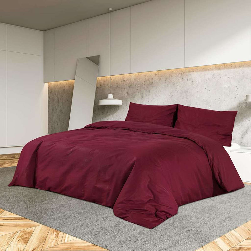 Vidaxl dekbedovertrekset lichtgewicht 140x200 cm microvezel bordeaux