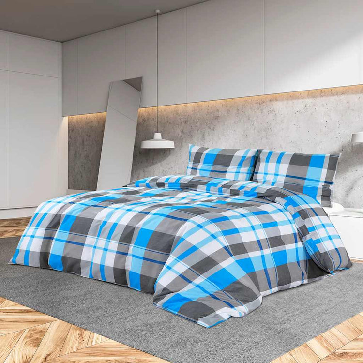 Vidaxl dekbedovertrekset 260x240 cm katoen blauw en grijs