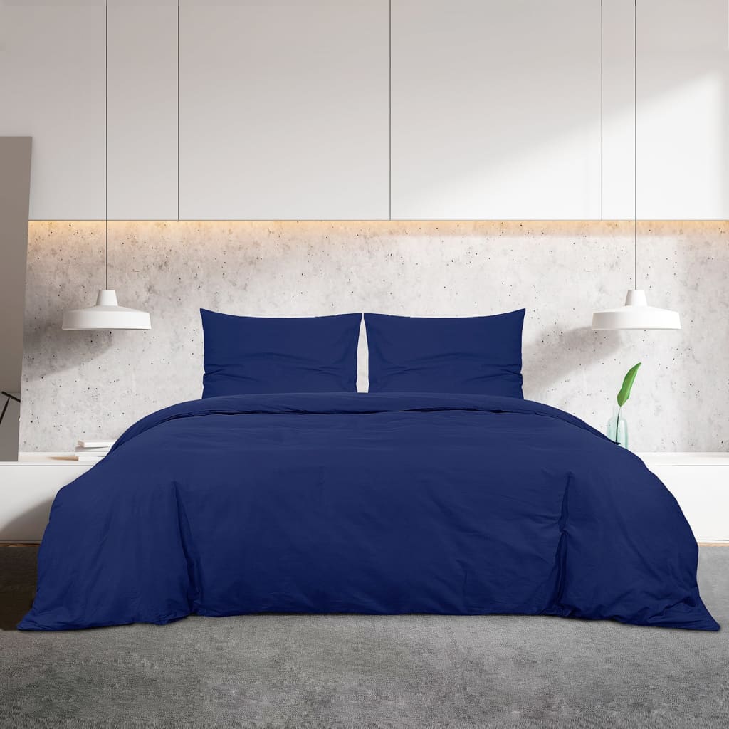Vidaxl dekbedovertrekset 200x220 cm katoen marineblauw