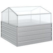Vidaxl plantenbak met kas verhoogd 100x100x85 cm zilverkleurig - afbeelding 2