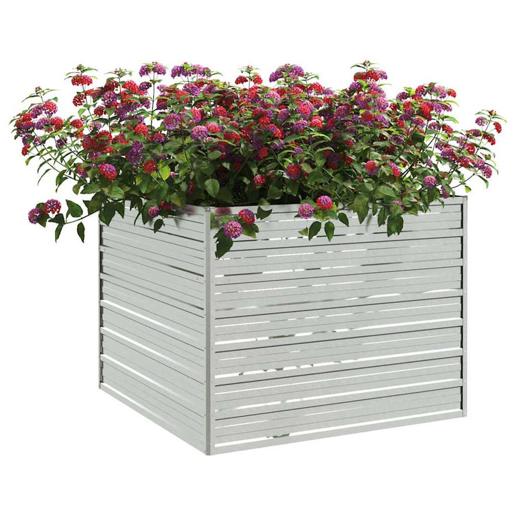 Vidaxl plantenbak verhoogd 100x100x77 cm gegalvaniseerd staal zilver