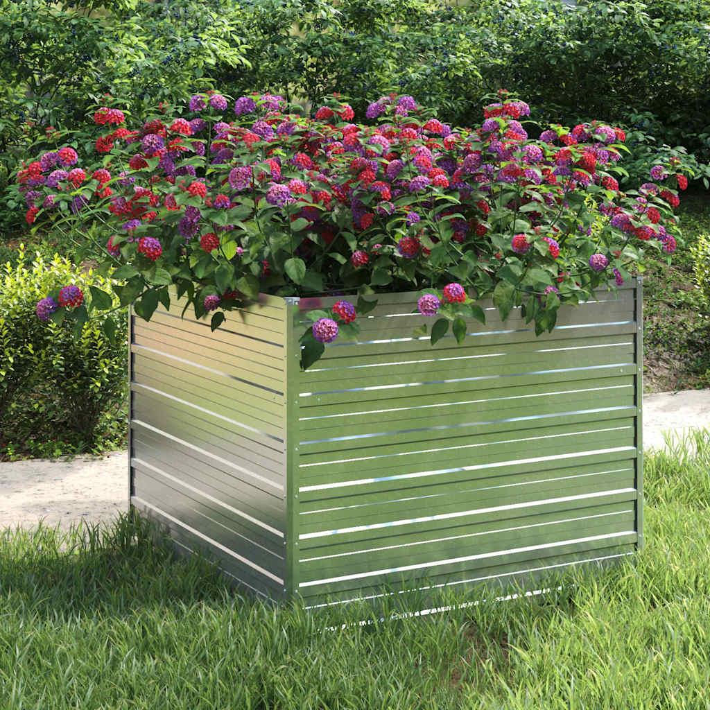 Vidaxl plantenbak verhoogd 100x100x77 cm gegalvaniseerd staal zilver