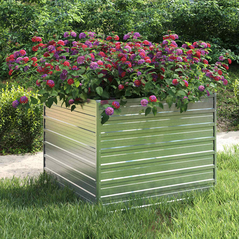 Vidaxl plantenbak verhoogd 100x100x77 cm gegalvaniseerd staal zilver