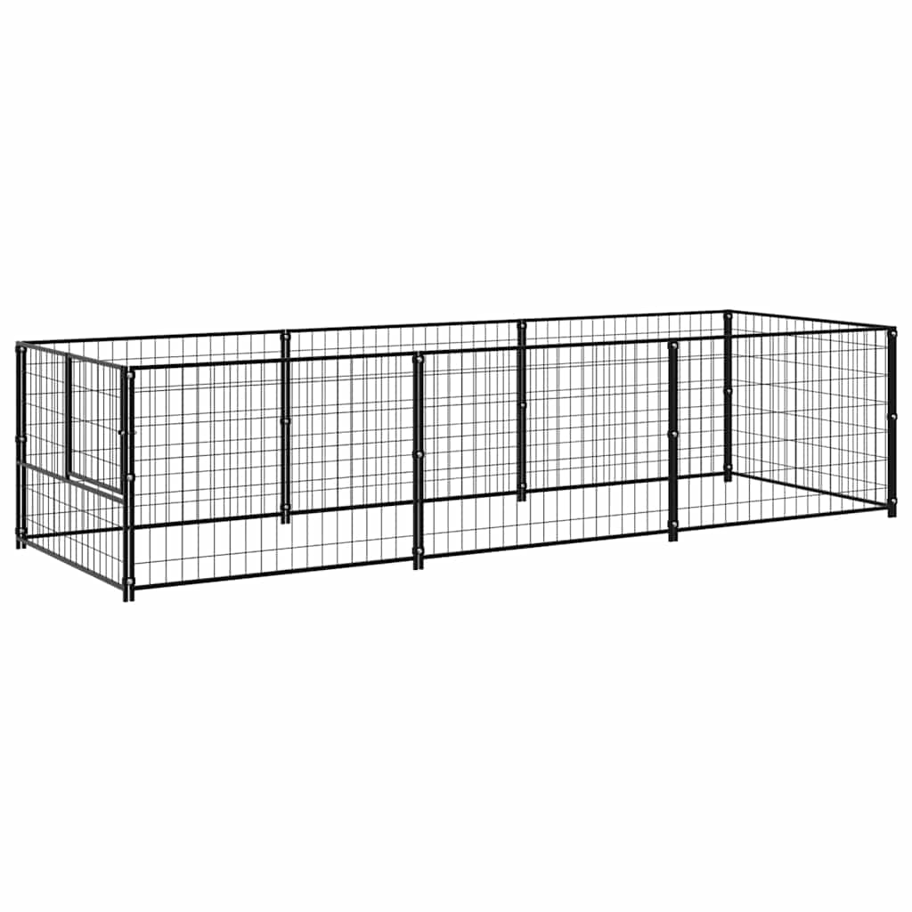 Vidaxl hondenkennel 3 m² staal zwart