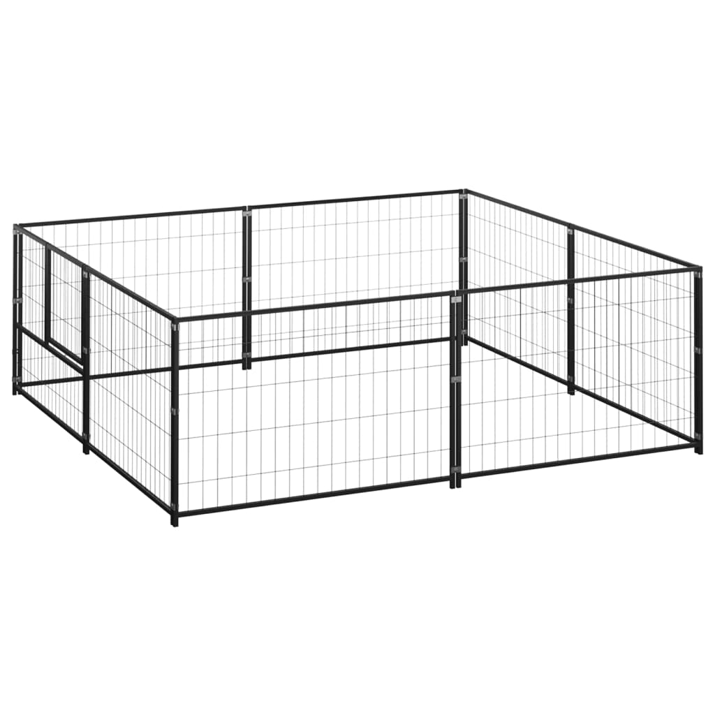 VidaXL Hondenkennel 4 m² staal zwart