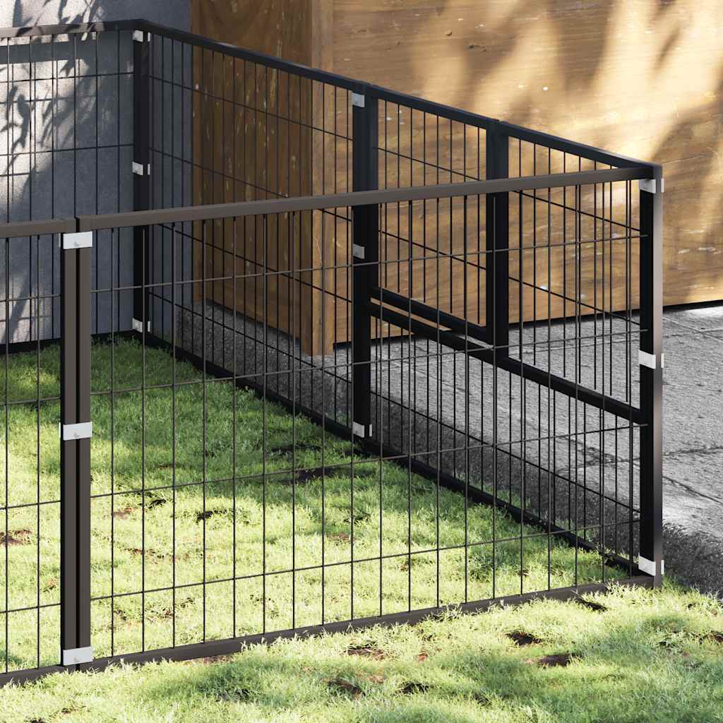 Vidaxl hondenkennel 6 m² staal zwart