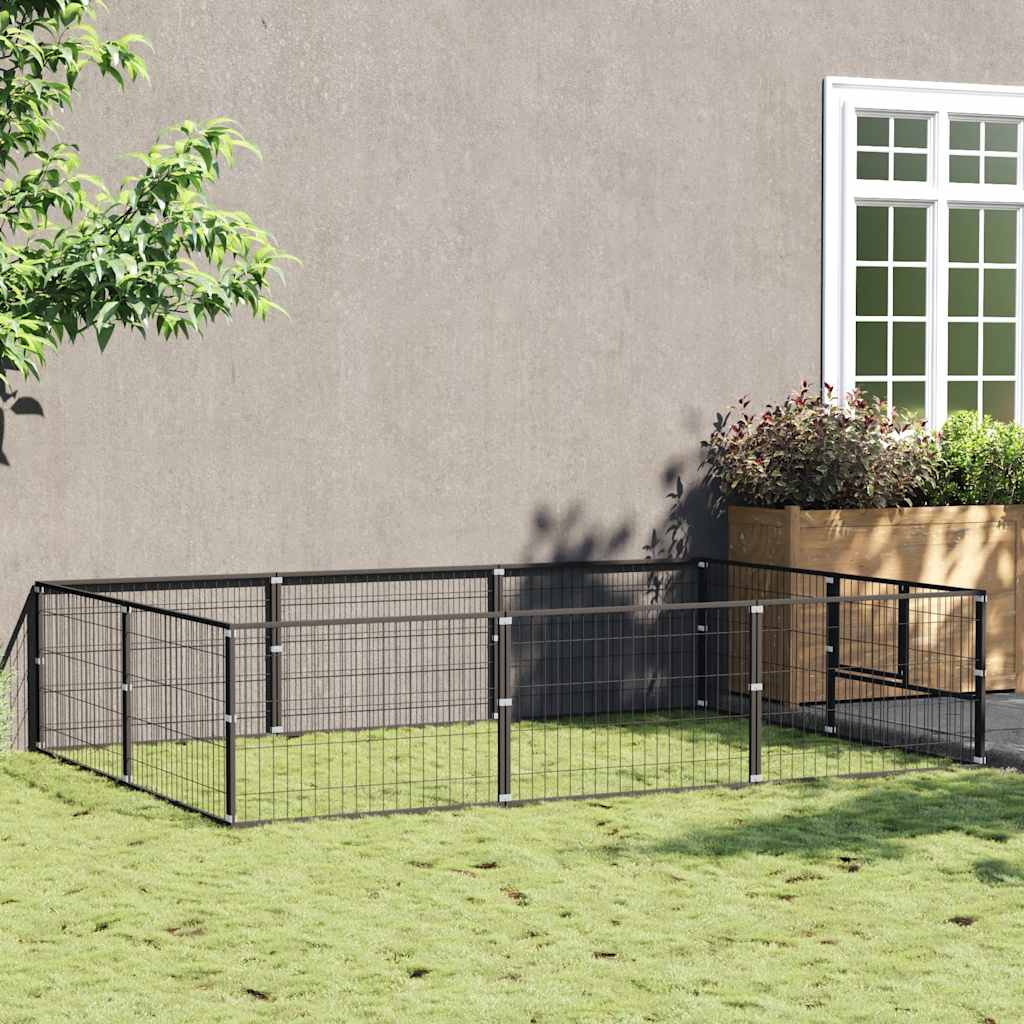 Vidaxl hondenkennel 6 m² staal zwart