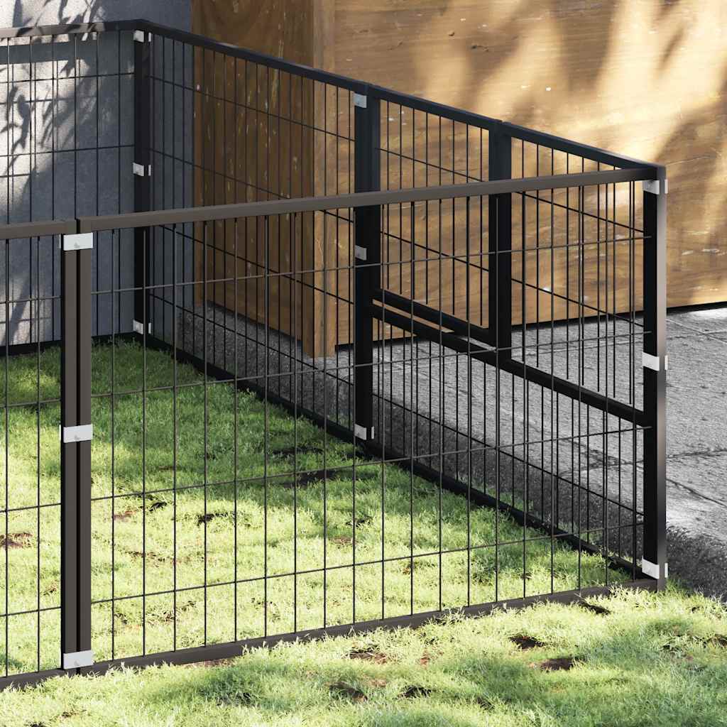 Vidaxl hondenkennel 8 m² staal zwart