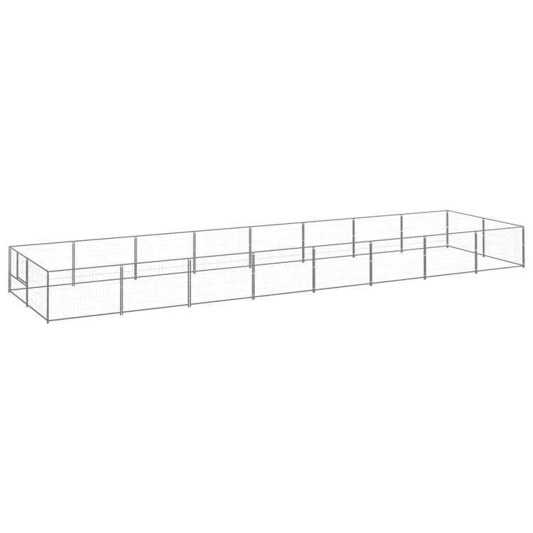 VidaXL Hondenkennel 16 m² staal zilverkleurig