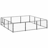 Vidaxl hondenkennel 9 m² staal zwart - afbeelding 2