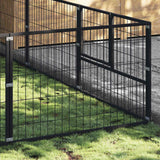 Vidaxl hondenkennel 9 m² staal zwart - afbeelding 3