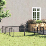 Vidaxl hondenkennel 9 m² staal zwart - afbeelding 1