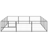 VidaXL Hondenkennel 12 m² staal zwart - afbeelding 3