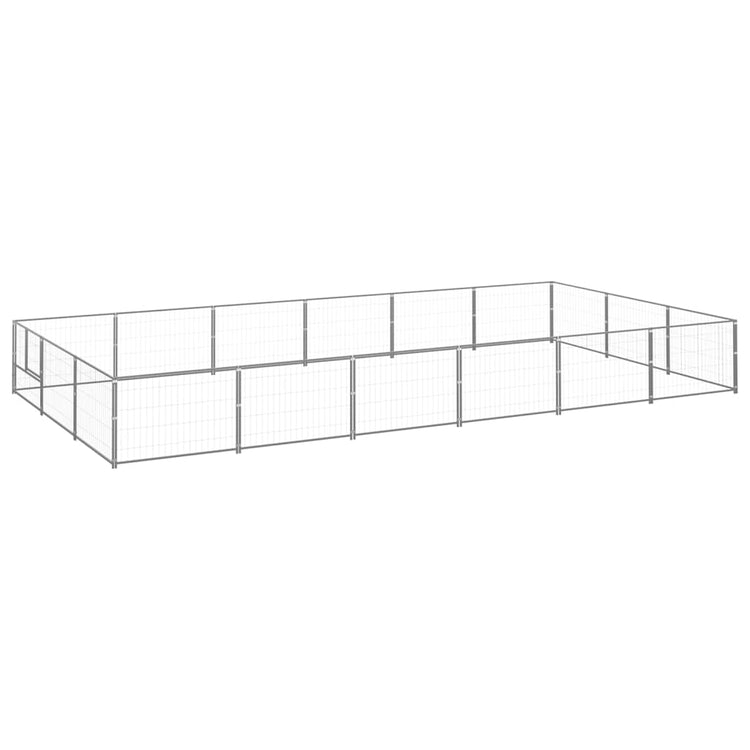 VidaXL Hondenkennel 18 m² staal zilverkleurig