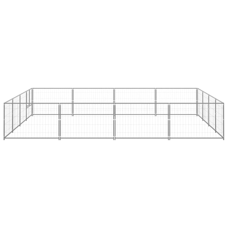 VidaXL Hondenkennel 16 m² staal zilverkleurig