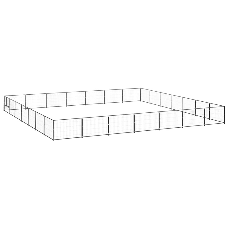 VidaXL Hondenkennel 49 m² staal zwart