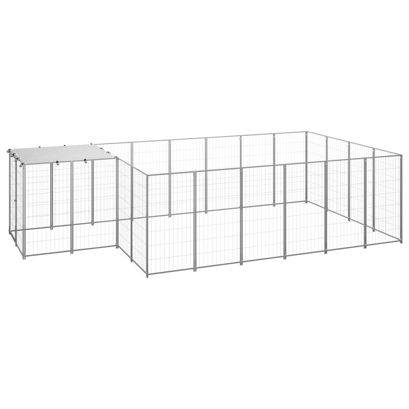 VidaXL Hondenkennel 8,47 m² staal zilverkleurig