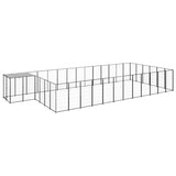 VidaXL Hondenkennel 22,99 m² staal zwart - afbeelding 1