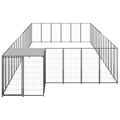VidaXL Hondenkennel 26,62 m² staal zwart