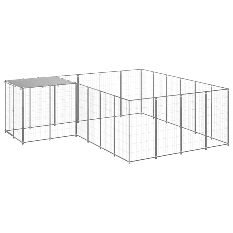 VidaXL Hondenkennel 8,47 m² staal zilverkleurig