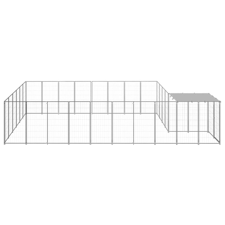 VidaXL Hondenkennel 15,73 m² staal zilverkleurig