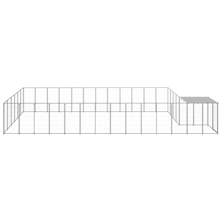 VidaXL Hondenkennel 22,99 m² staal zilverkleurig