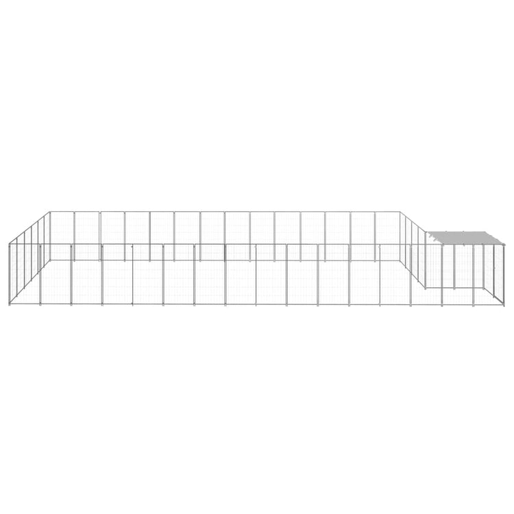 VidaXL Hondenkennel 26,62 m² staal zilverkleurig
