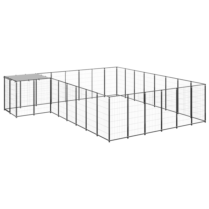 VidaXL Hondenkennel 15,73 m² staal zwart