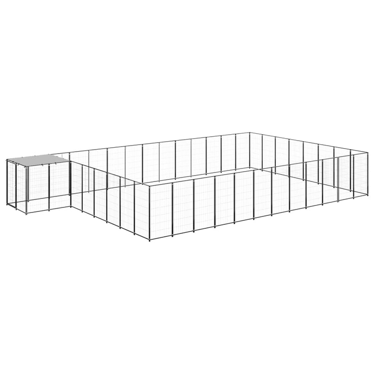 VidaXL Hondenkennel 30,25 m² staal zwart