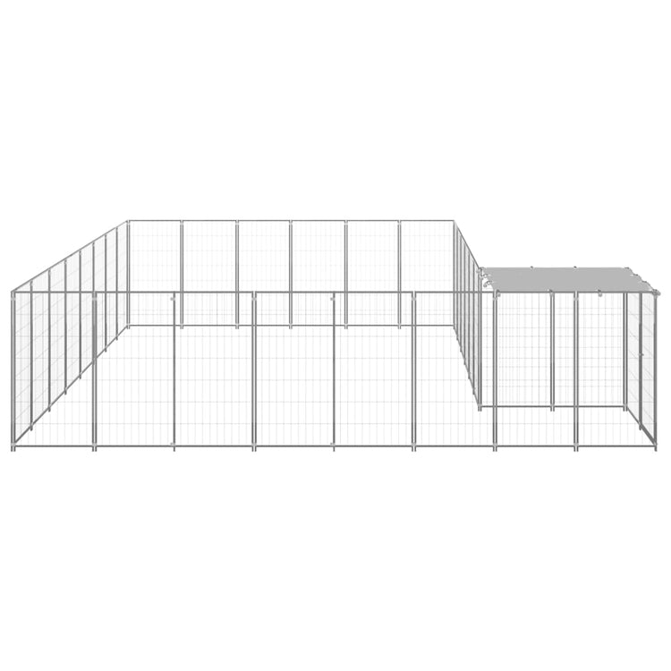 VidaXL Hondenkennel 15,73 m² staal zilverkleurig