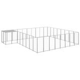 VidaXL Hondenkennel 20,57 m² staal zilverkleurig - afbeelding 1
