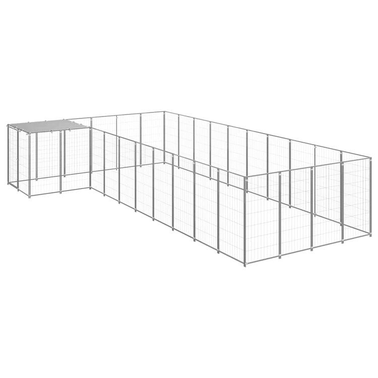 VidaXL Hondenkennel 13,31 m² staal zilverkleurig