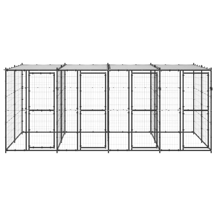 VidaXL Hondenkennel met dak 9,68 m² staal