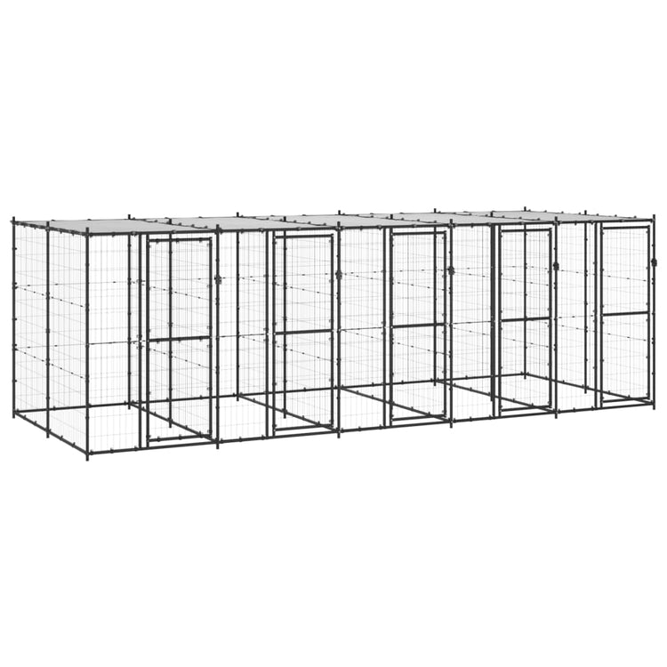 VidaXL Hondenkennel met dak 12,1 m² staal