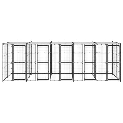 VidaXL Hondenkennel met dak 12,1 m² staal