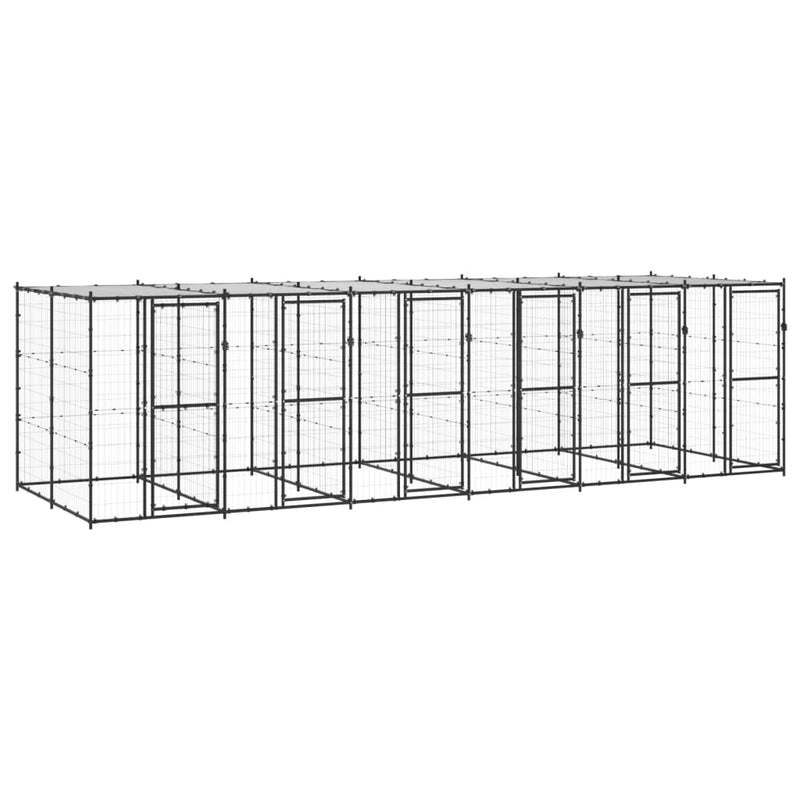 VidaXL Hondenkennel met dak 14,52 m² staal
