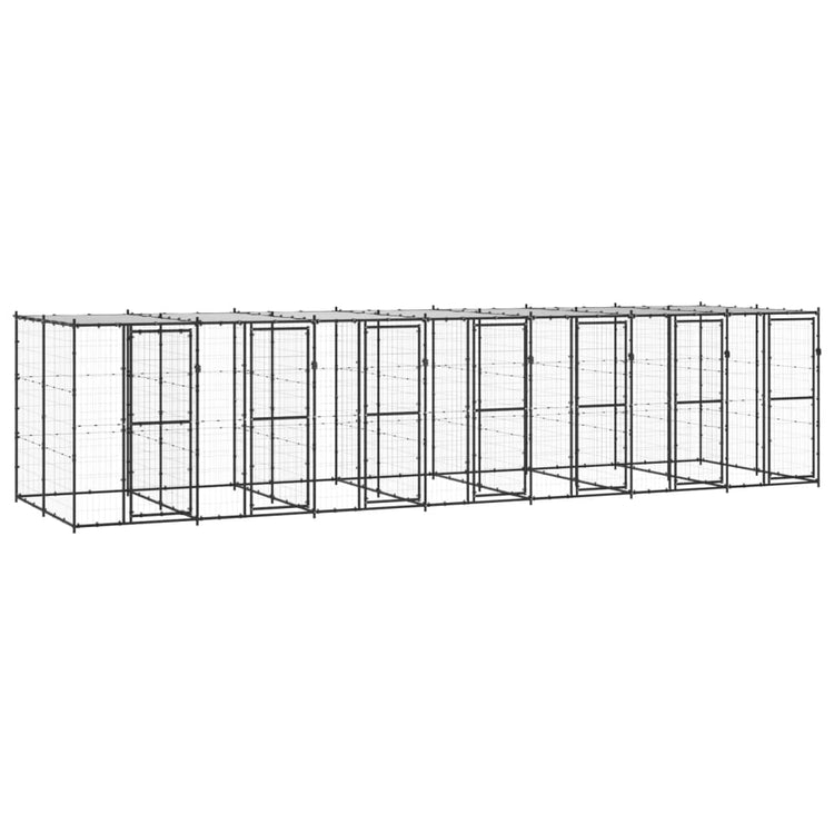 VidaXL Hondenkennel met dak 16,94 m² staal
