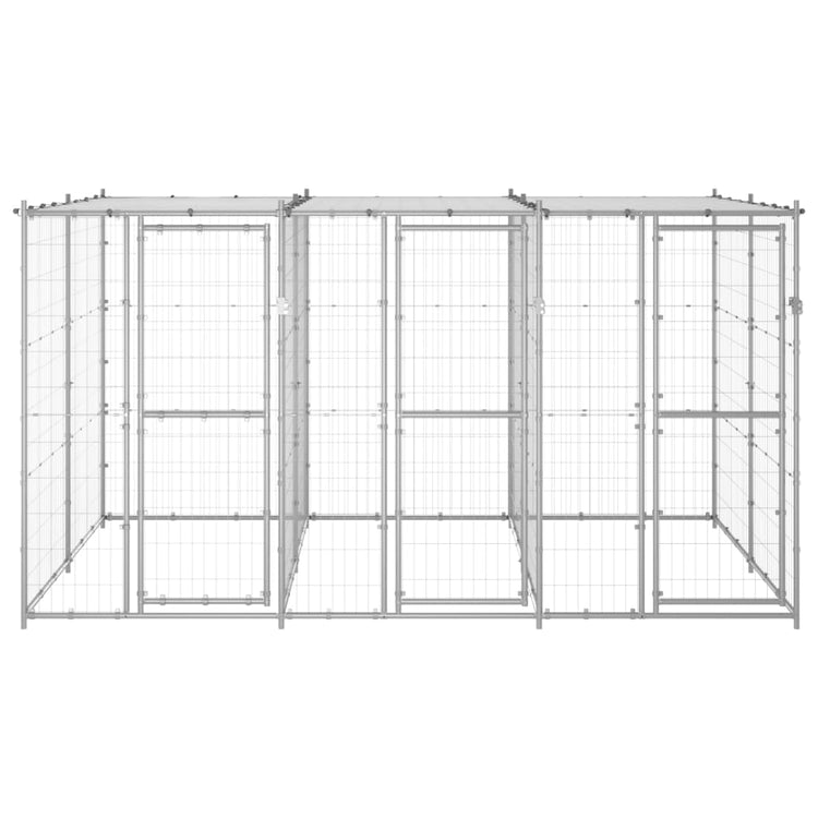VidaXL Hondenkennel met dak 7,26 m² gegalvaniseerd staal