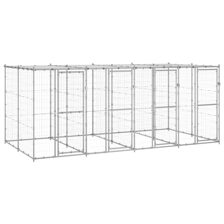VidaXL Hondenkennel met dak 9,68 m² gegalvaniseerd staal