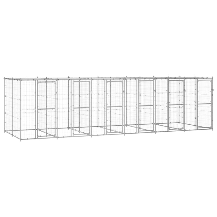 VidaXL Hondenkennel met dak 14,52 m² gegalvaniseerd staal