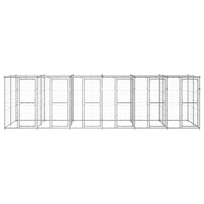 VidaXL Hondenkennel met dak 14,52 m² gegalvaniseerd staal