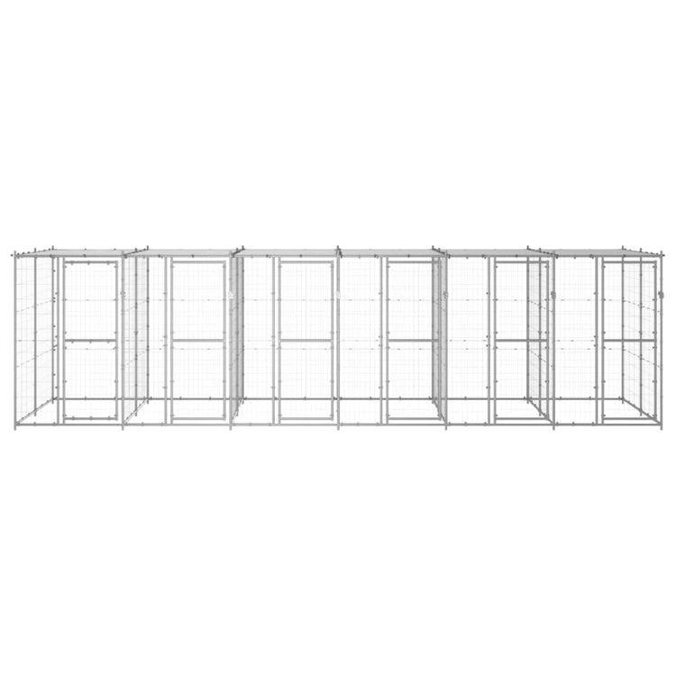 VidaXL Hondenkennel met dak 14,52 m² gegalvaniseerd staal