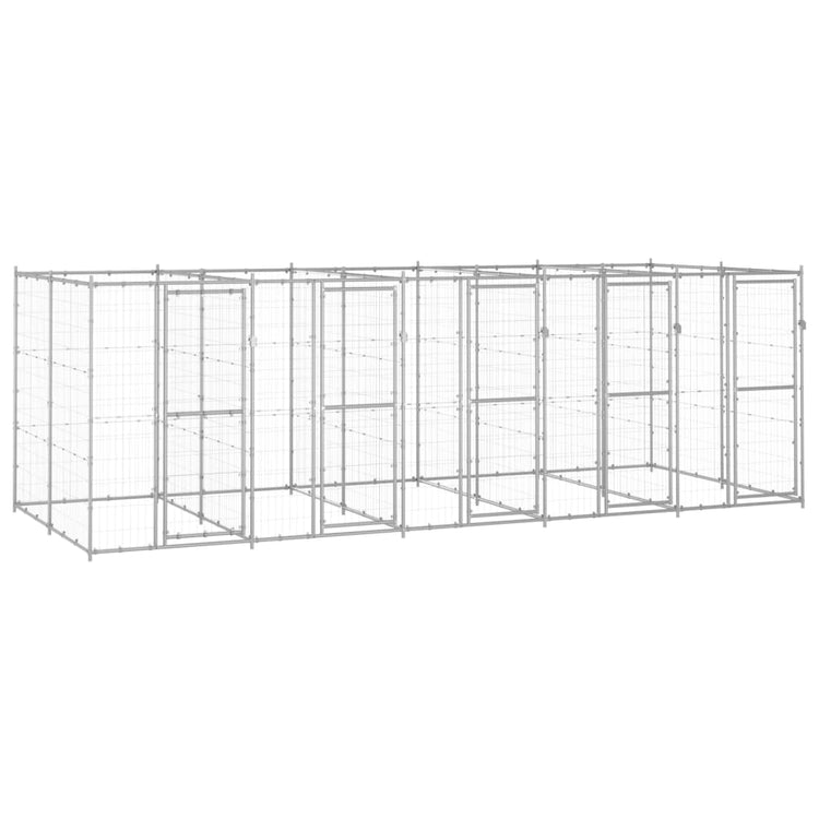 VidaXL Hondenkennel 12,1 m² gegalvaniseerd staal